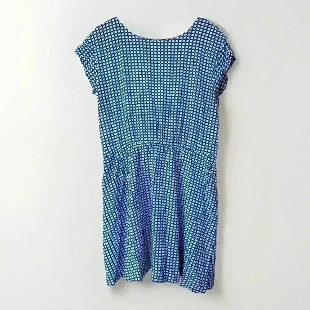 GAP Blue and White Gingham Zoe Print Dress with Pockets Size Large